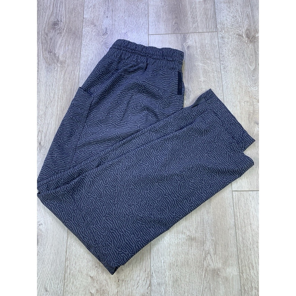 LL Bean Women Small Athletic Track Pants Black & Gray Exotic Print‎ Drawstring